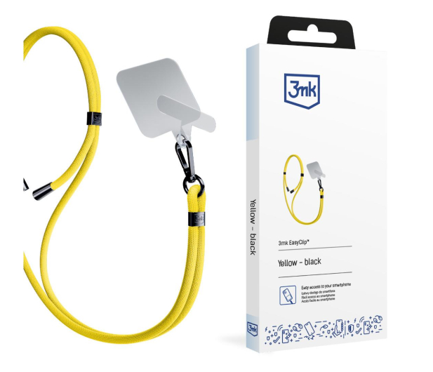 3MK Sznurek do Etui EasyClip Yellow (black) 5903108568708 - 1267321 - zdjęcie 2